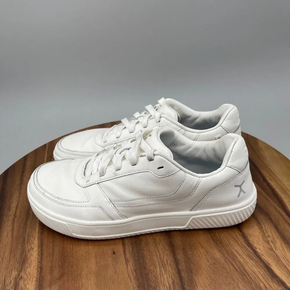 Flux Footwear Adapt Shoes Mens 10 White Leather Trainer Comfort Walking Sneakers